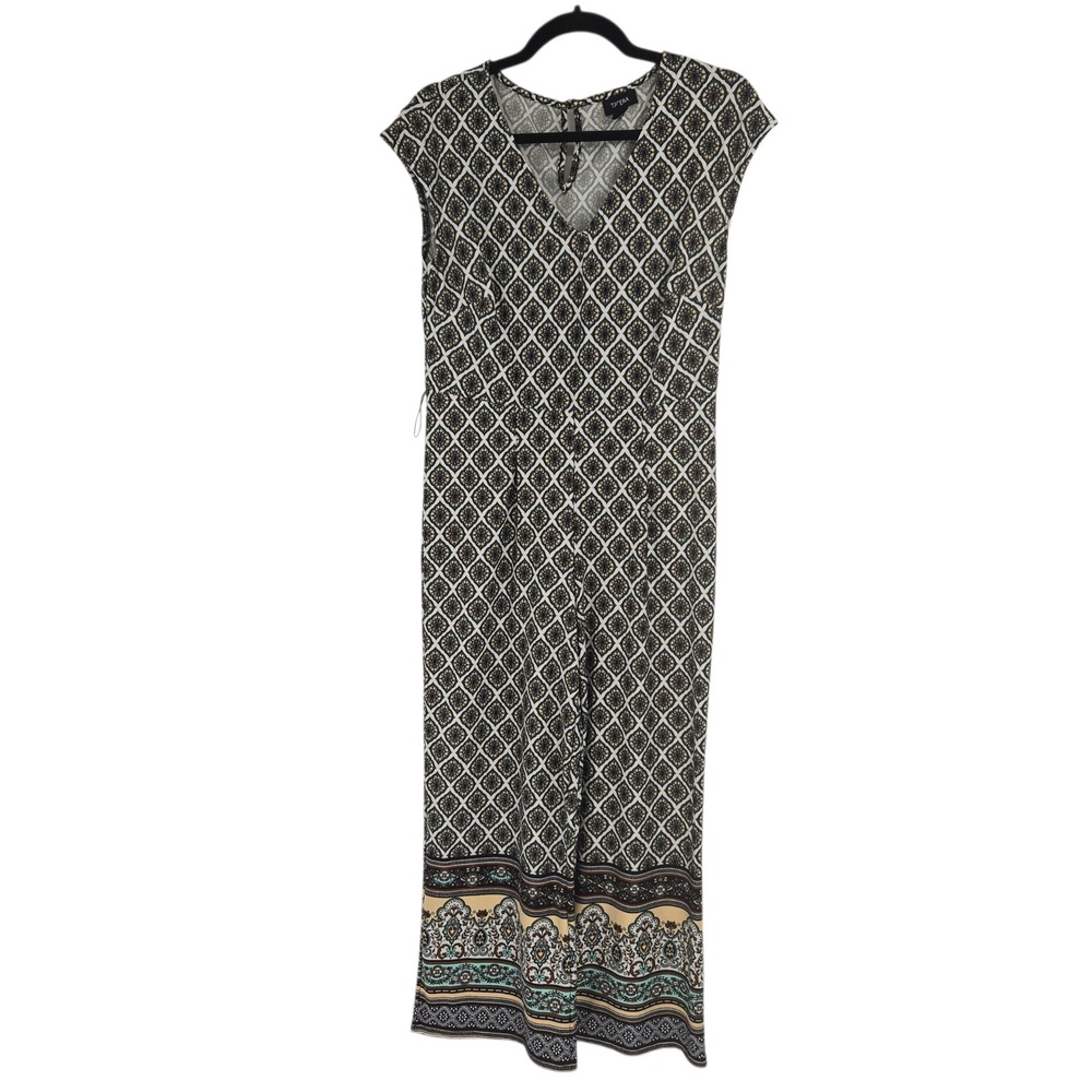 Tacera Jumpsuit Women PS Geometric Print V-Neck Sleeveless Wide Leg Boho Beach